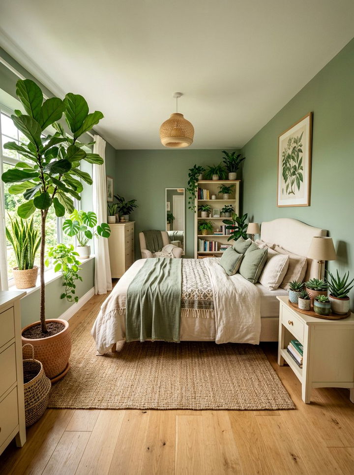 Indoor Plants Decoration - 30 sage green and cream bedroom ideas