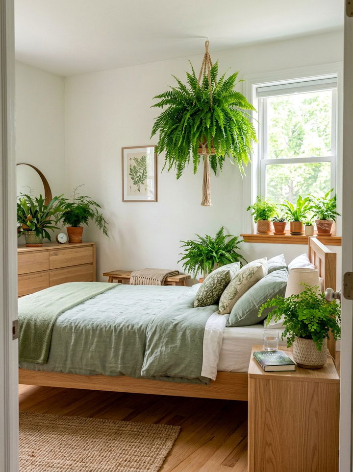 Indoor Potted Ferns - 30 woodland bedroom ideas