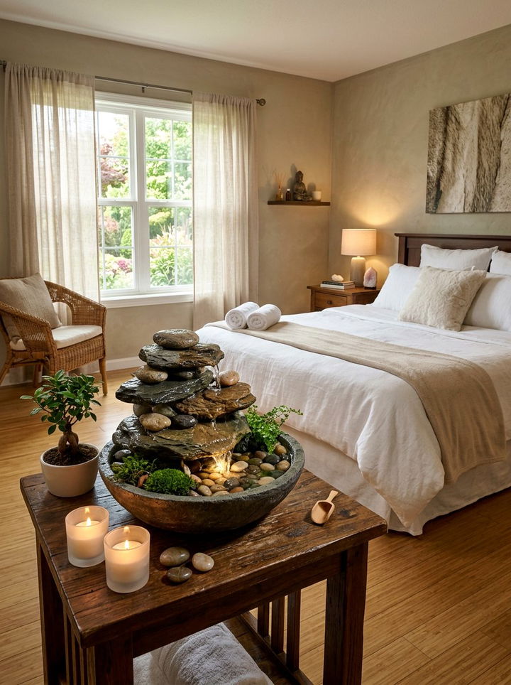 Indoor Water Fountain - 30 spa bedroom ideas