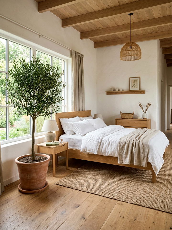 Indoor olive tree bedroom - 30 Greek bedroom ideas