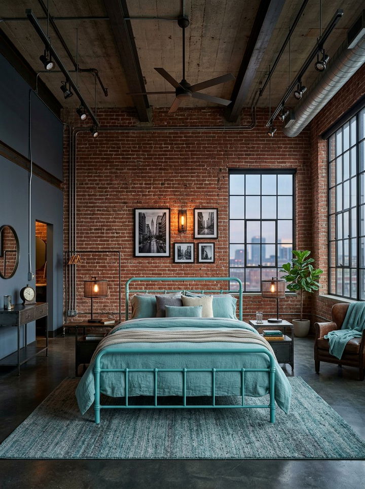 Industrial Aqua Bedroom - 30 aqua bedroom ideas