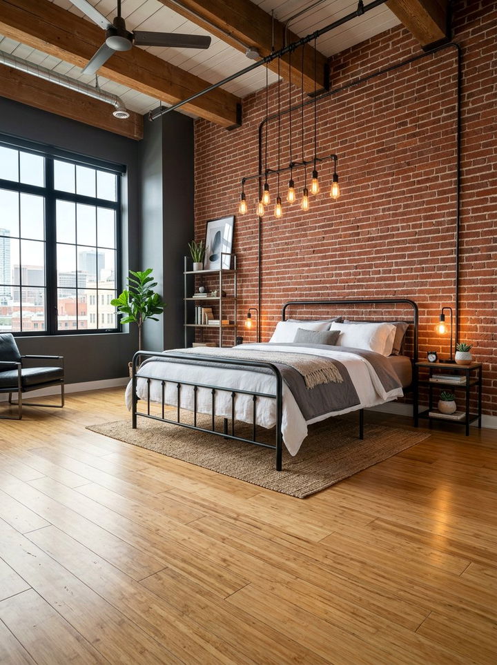 Industrial Bamboo Bedroom - 30 bedroom bamboo flooring ideas