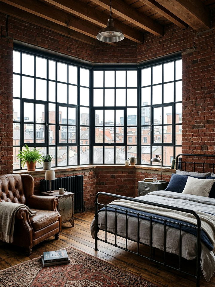 Industrial Bedroom Bay Window Metal Frame - 30 bedroom bay window ideas
