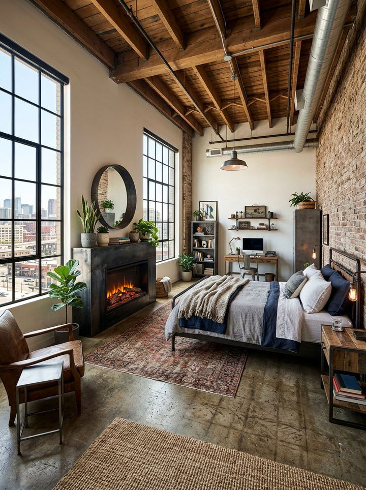 Industrial Bedroom Electric Fireplace - 30 bedroom electric fireplace ideas