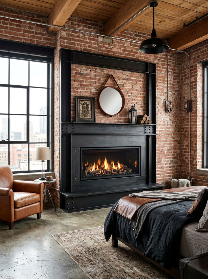 Industrial Bedroom Gas Fireplace - 30 bedroom gas fireplace ideas