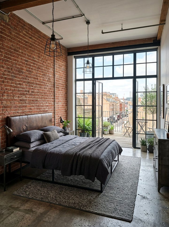 Industrial Bedroom Metal Frame Door - 30 bedroom with patio doors