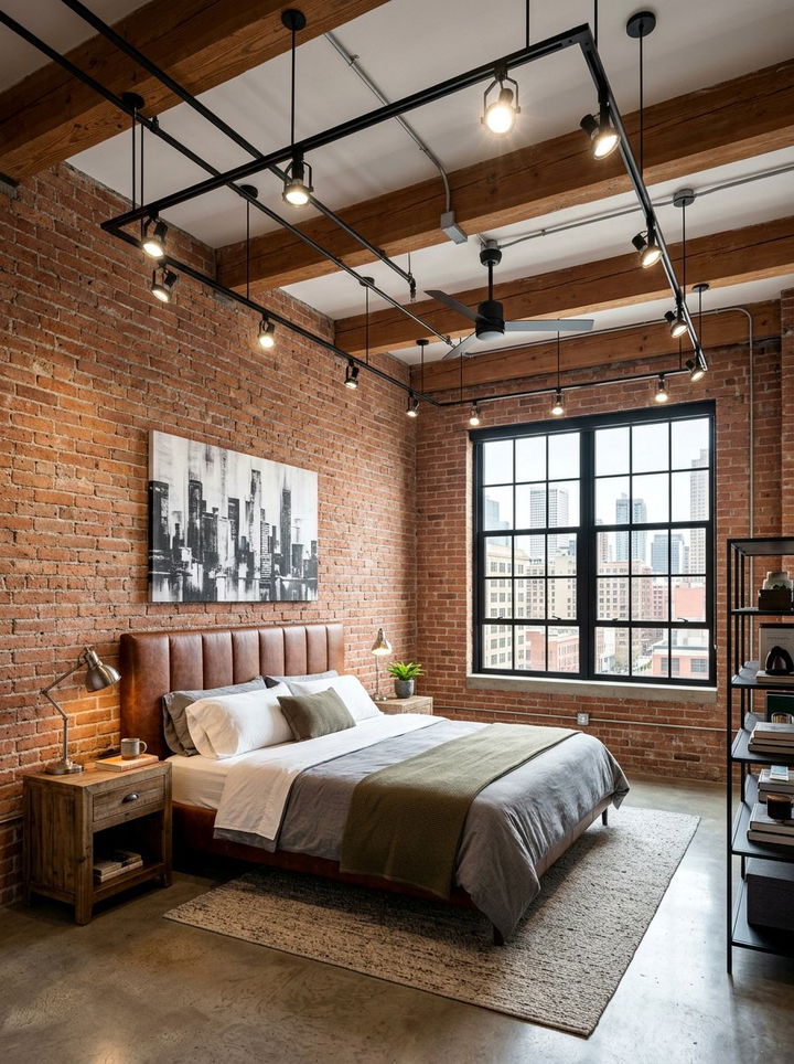 Industrial Bedroom Track Lighting - 30 bedroom layered lighting ideas
