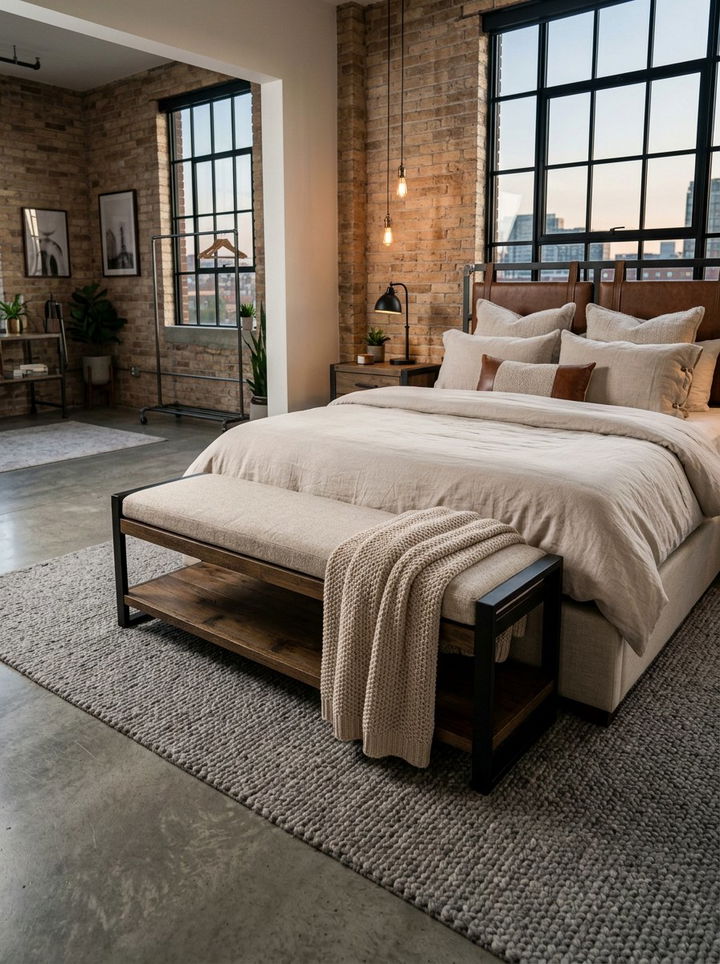 Industrial Beige Bedroom Bench Seating - 30 industrial beige bedroom ideas