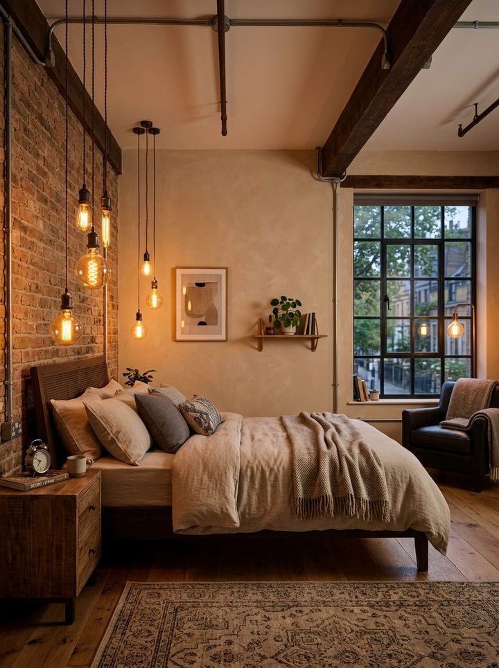 Industrial Beige Bedroom Edison Bulbs - 30 industrial beige bedroom ideas