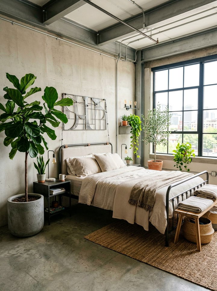 Industrial Beige Bedroom Indoor Plants - 30 industrial beige bedroom ideas