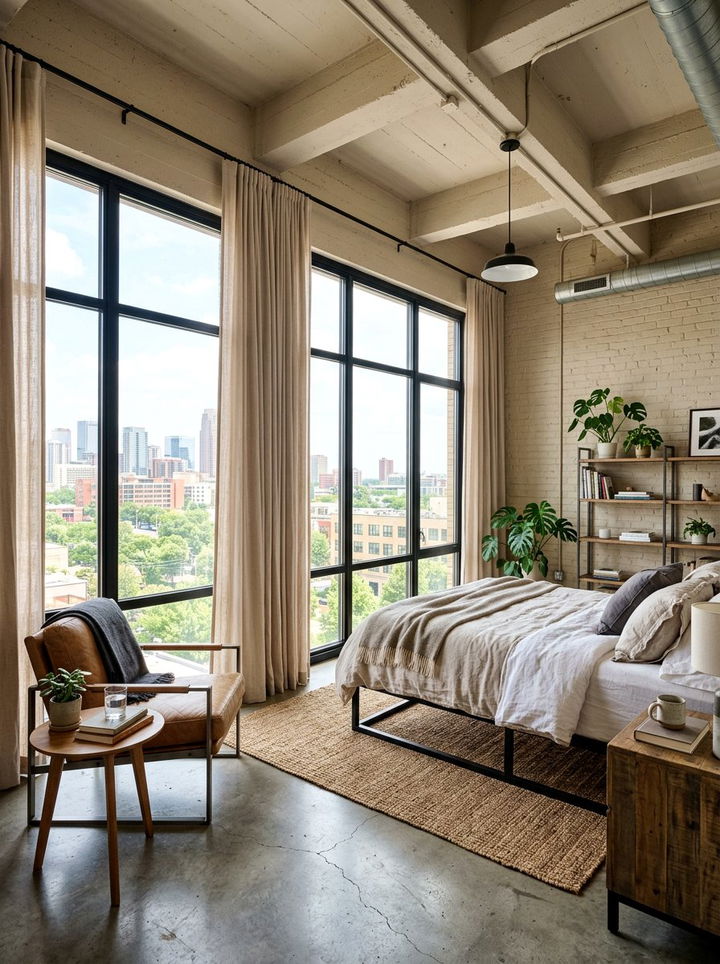 Industrial Beige Bedroom Large Windows - 30 industrial beige bedroom ideas
