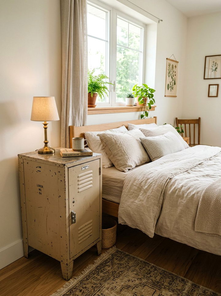 Industrial Beige Bedroom Metal Nightstand - 30 industrial beige bedroom ideas