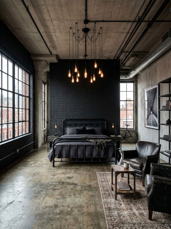Industrial Black Bedroom - 30 bedroom black walls
