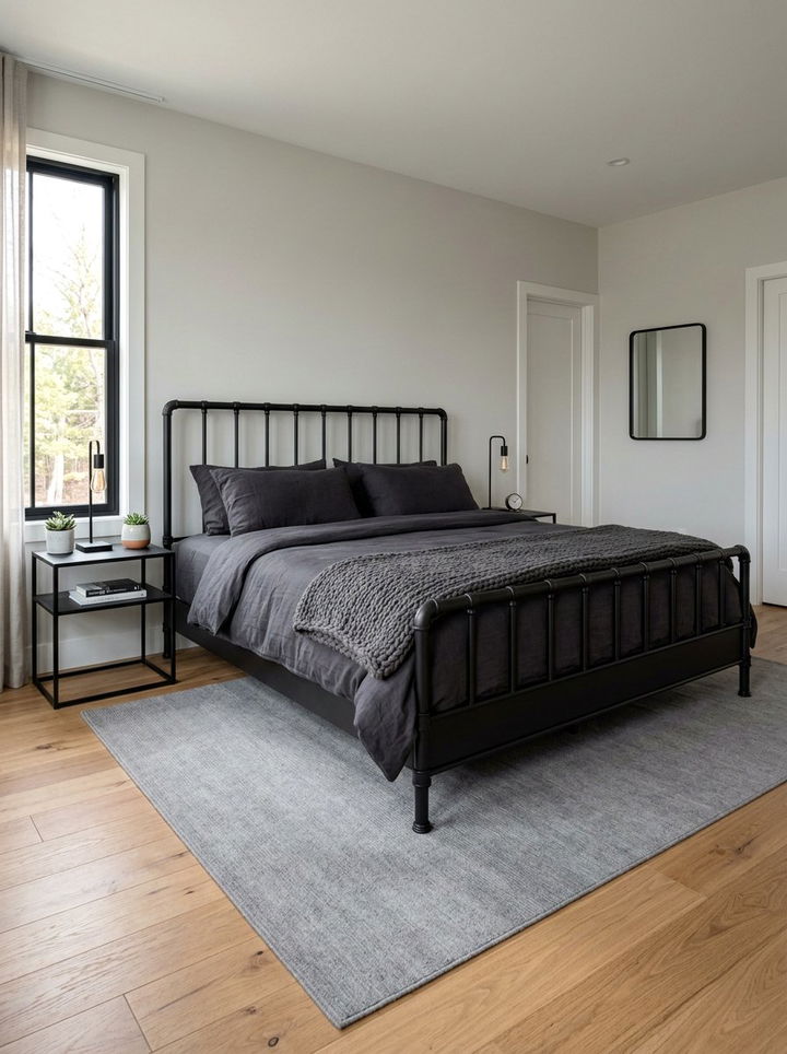 Industrial Black Metal Bed Frame - 30 industrial black bedroom ideas