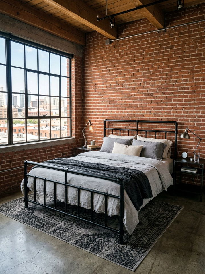 Industrial Black Metal Bed Frame - 30 all black bedroom ideas