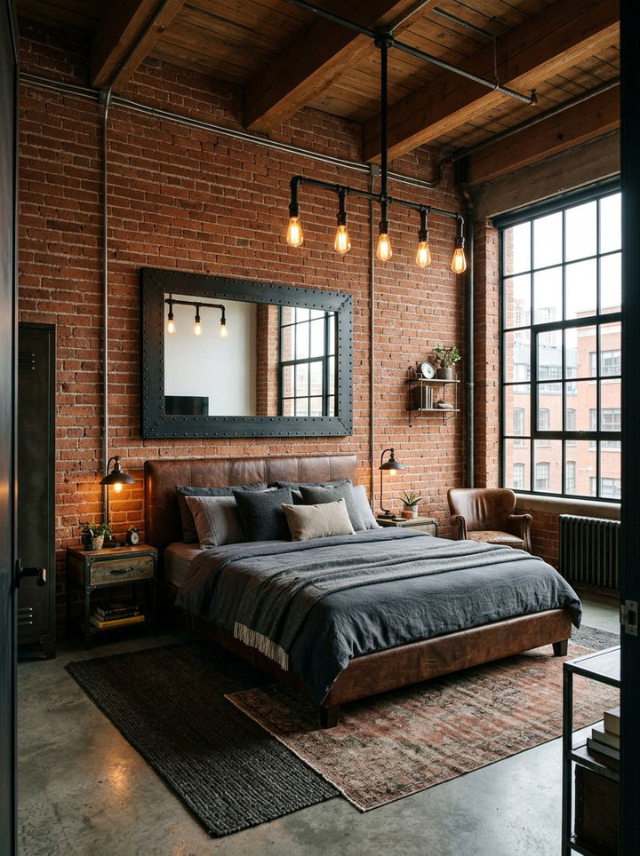 Industrial Black Mirror - 30 bedroom mirror ideas