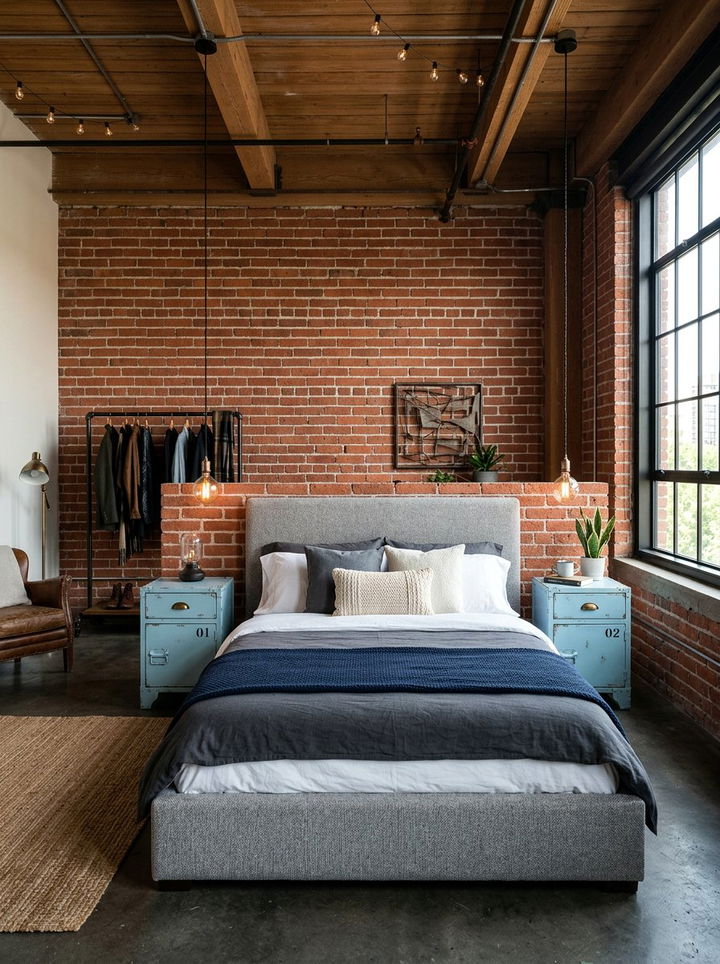 Industrial Blue Bedroom - 30 pastel blue bedroom ideas
