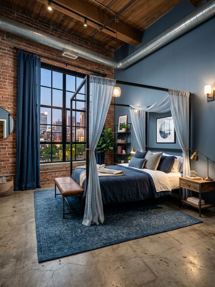 Industrial Blue Bedroom - 30 ocean blue bedroom ideas