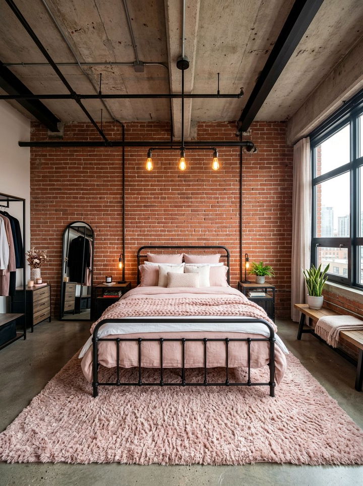 Industrial Blush Pink Bedroom - 30 blush pink bedroom ideas