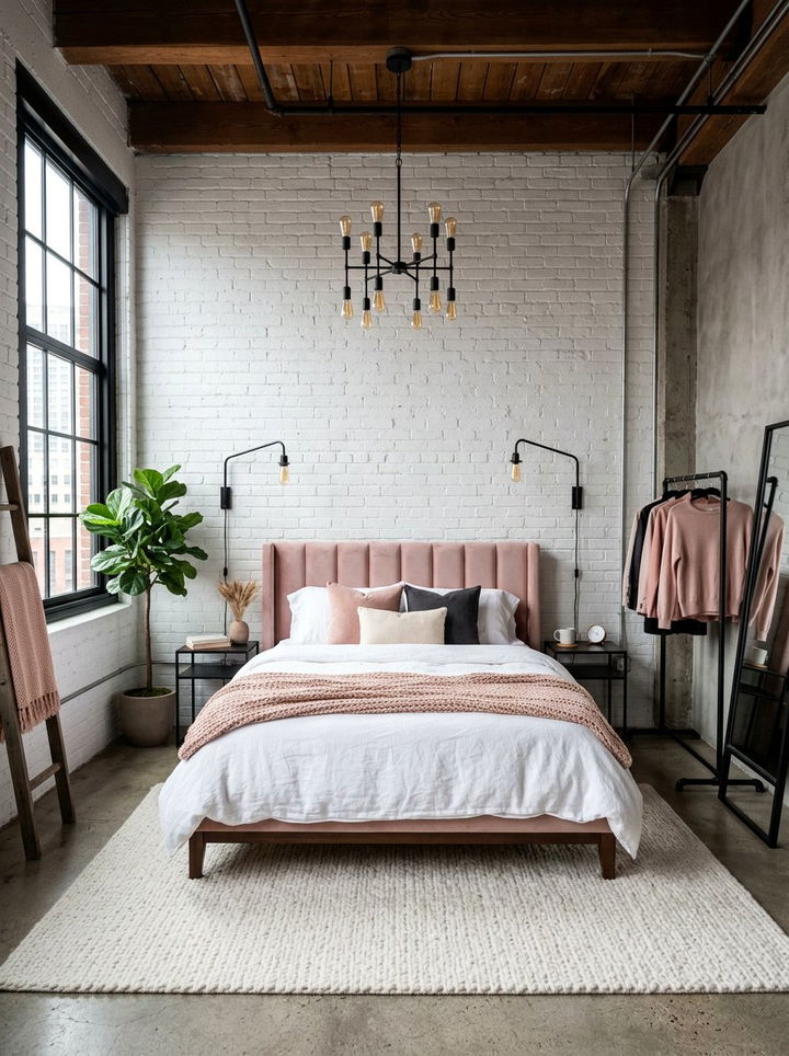 Industrial Blush Pink Bedroom - 30 blush and white bedroom ideas