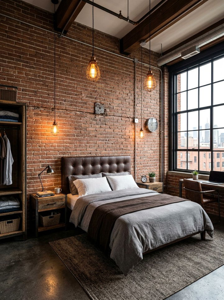 Industrial Brown Bedroom - 30 amber and brown bedroom ideas