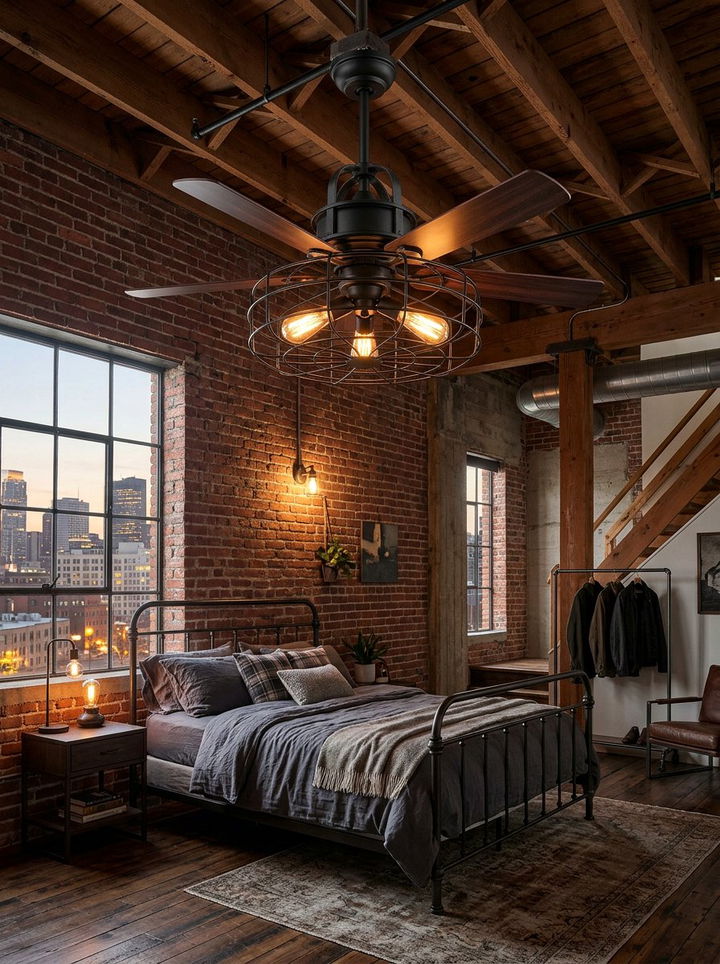 Industrial Cage Ceiling Fan - 30 bedroom ceiling fans