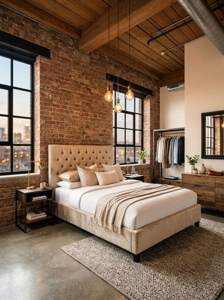 Industrial Champagne Loft Bedroom - 30 champagne bedroom ideas