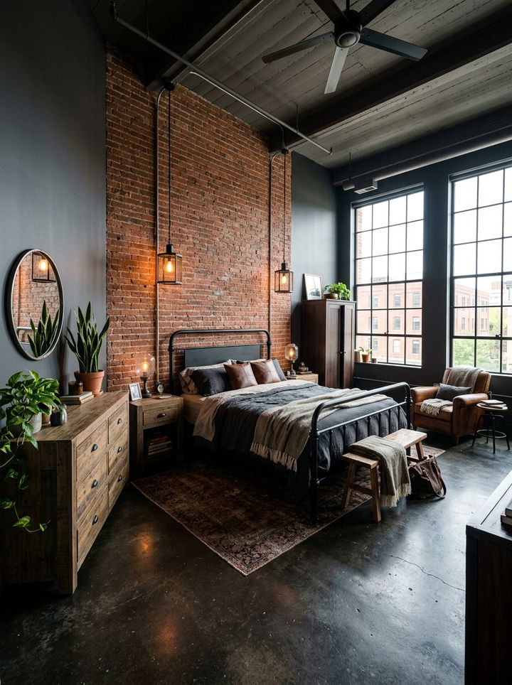 Industrial Charcoal Bedroom - 30 dark charcoal bedroom ideas