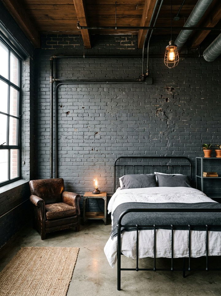 Industrial Charcoal Brick Wall - 30 charcoal accent wall bedroom