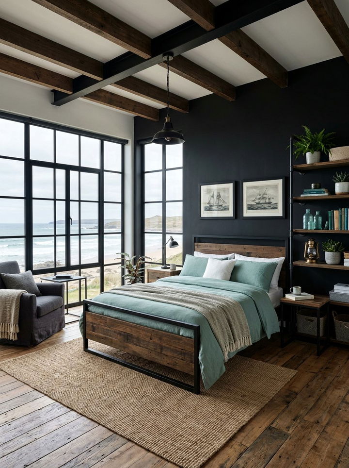 Industrial Coastal Black Bedroom - 30 coastal black bedroom ideas