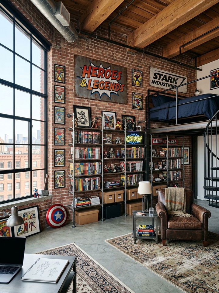 Industrial Comic Book Loft - 30 comic book bedroom ideas