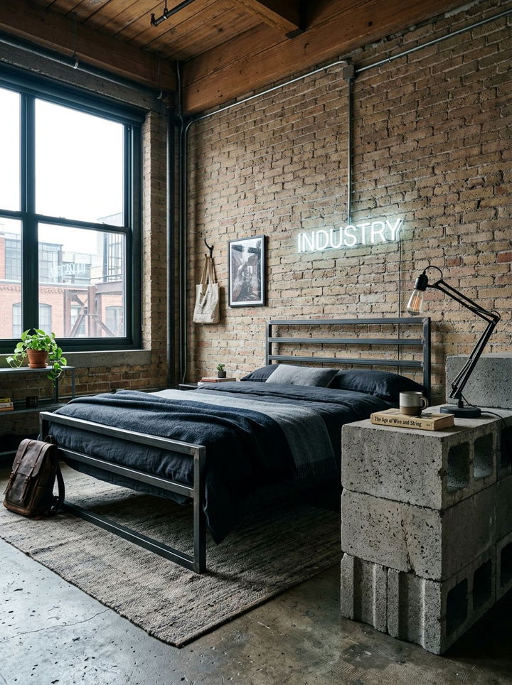 Industrial Concrete Block - 30 bedroom nightstand alternatives