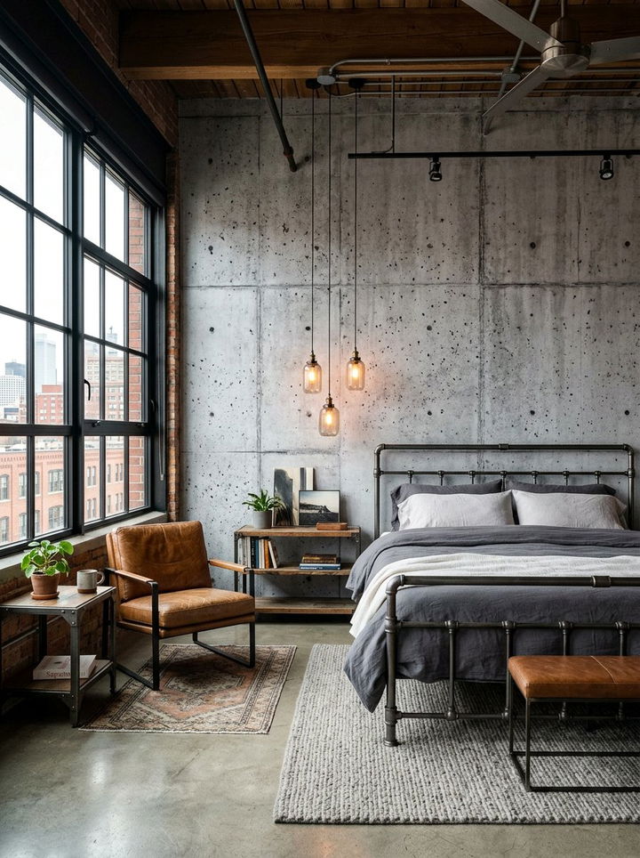 Industrial Concrete Look Wallpaper - 30 bedroom peel and stick wallpapers