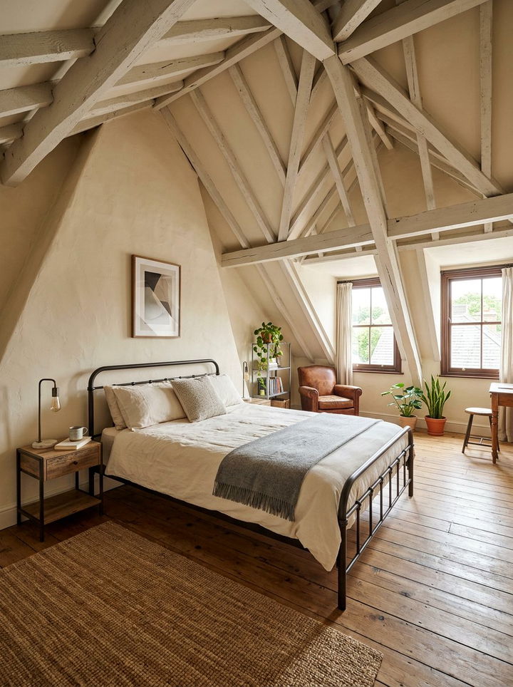 Industrial Cream Attic Bedroom - 30 industrial cream bedroom ideas