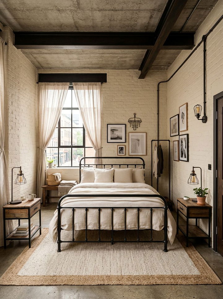 Industrial Cream Bedroom - 30 warm cream bedroom ideas