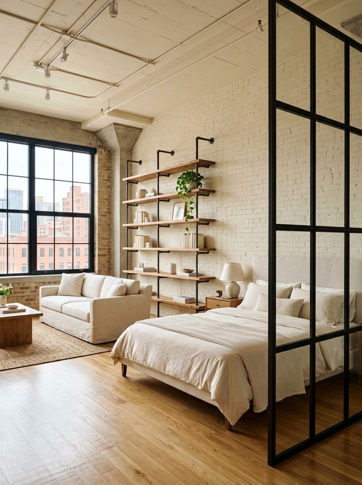 Industrial Cream Studio Bedroom - 30 industrial cream bedroom ideas