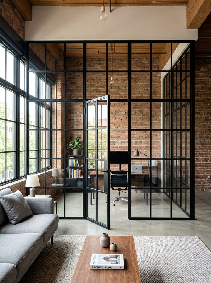 Industrial Crittall Frame - 30 bedroom partition ideas