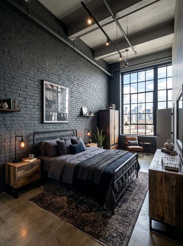 Industrial Dark Bedroom - 30 dark neutral bedroom ideas