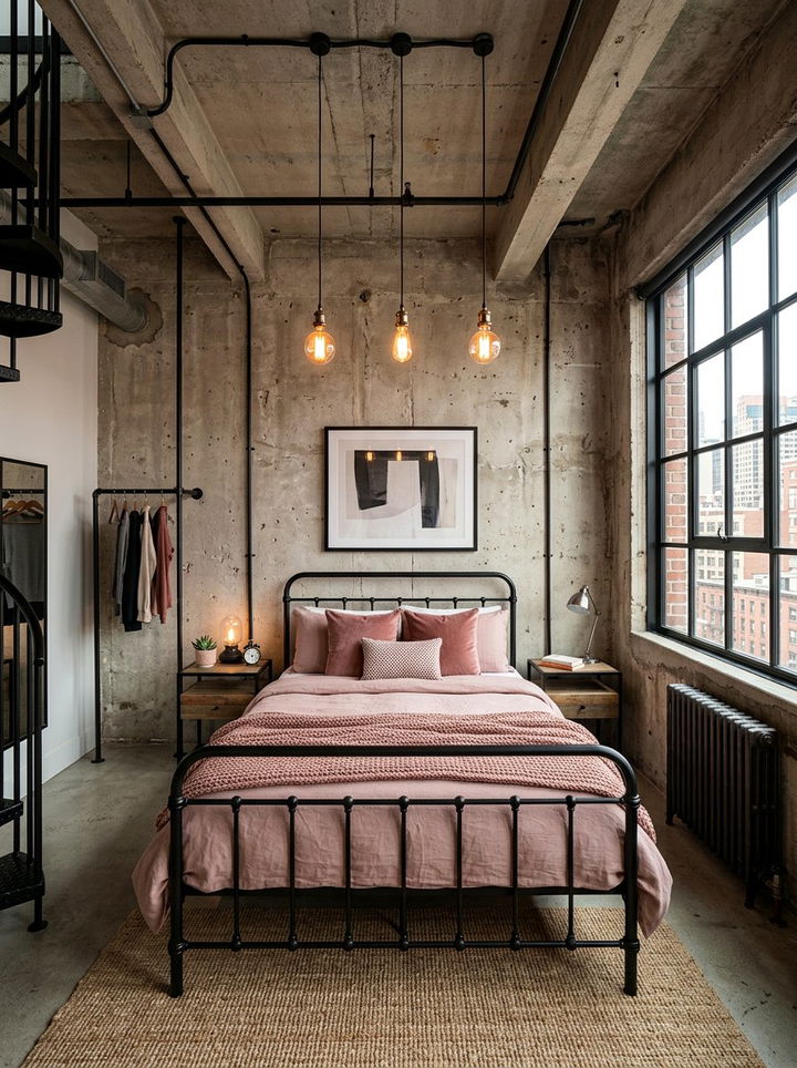 Industrial Dusty Rose Bedroom - 30 dusty rose bedroom ideas