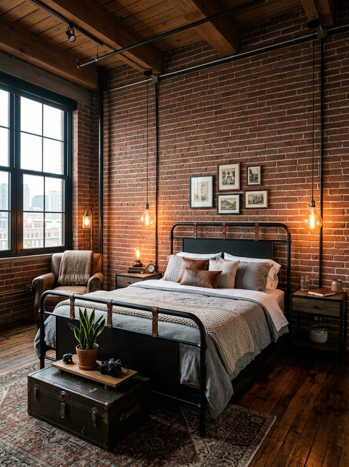 Industrial Edison Bulb Fixture - 30 bedroom ambient lighting ideas
