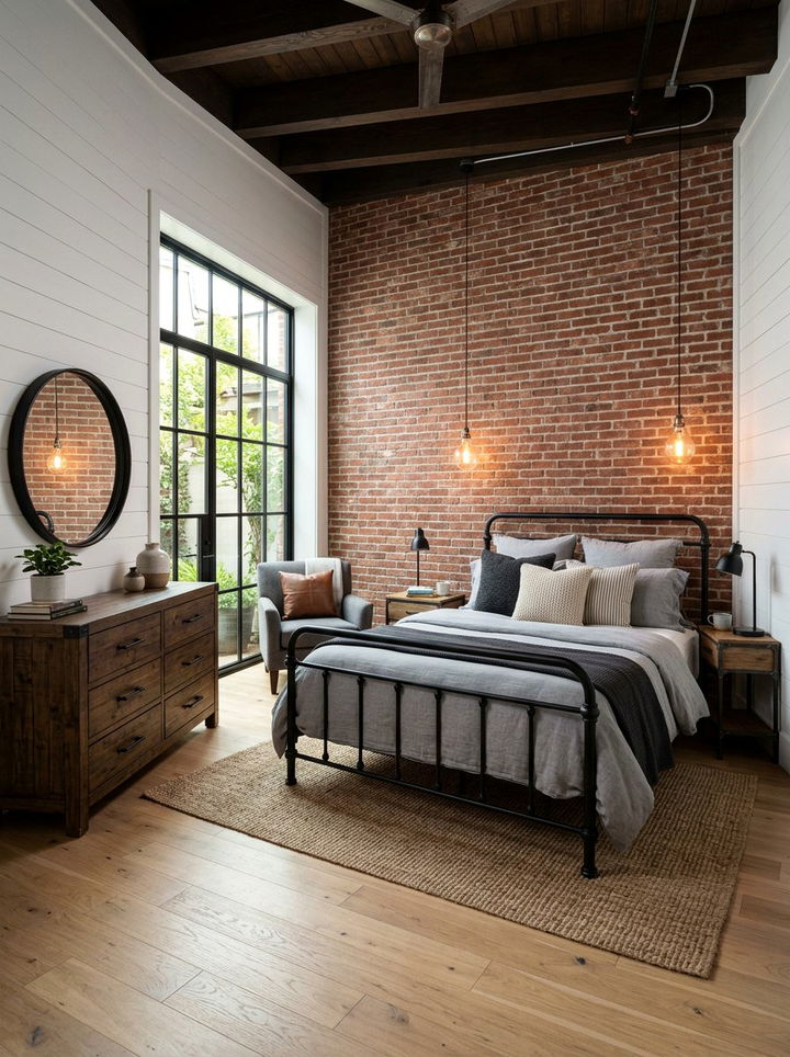 Industrial Farmhouse Bedroom - 30 farmhouse bedroom ideas