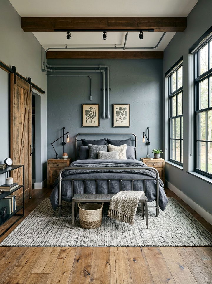 Industrial Farmhouse Grey Bedroom - 30 farmhouse grey bedroom ideas