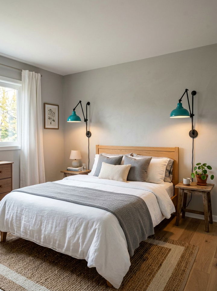 Industrial Farmhouse Teal Sconces - 30 farmhouse teal bedroom ideas