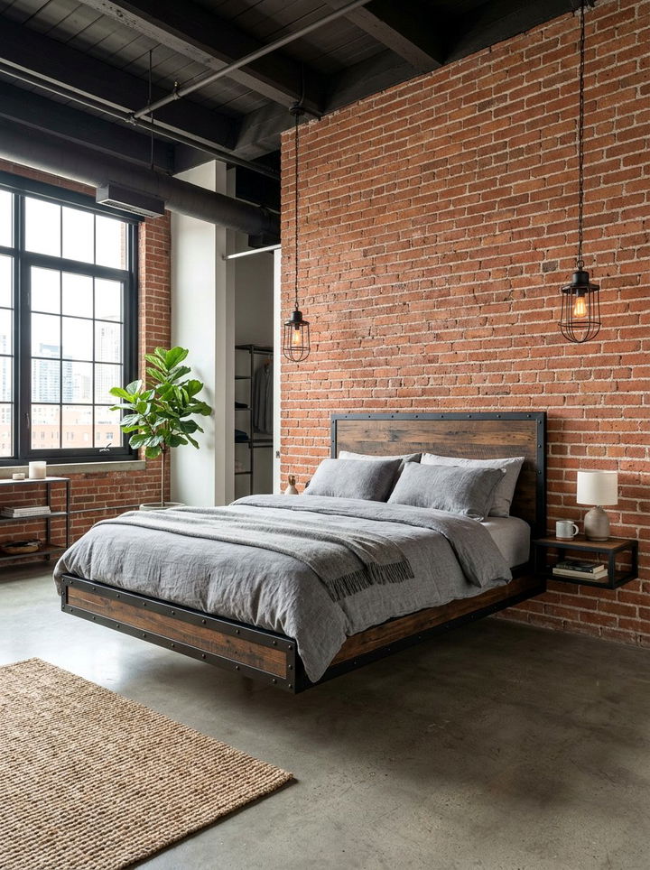 Industrial Floating Bed - 30 bedroom floating bed ideas