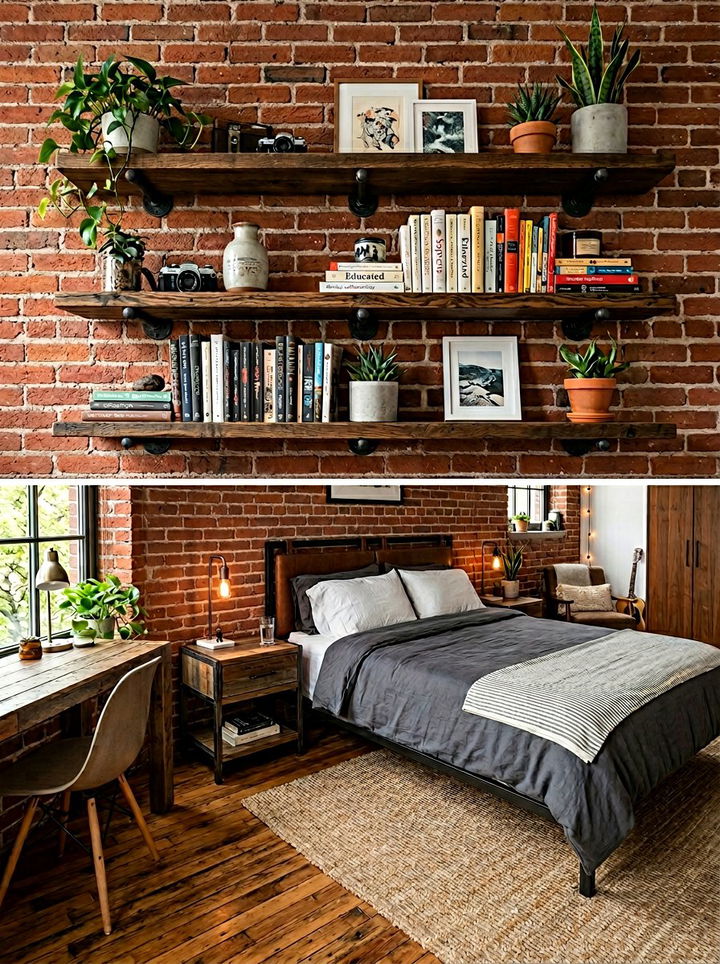 Industrial Floating Shelf - 30 industrial bedroom ideas