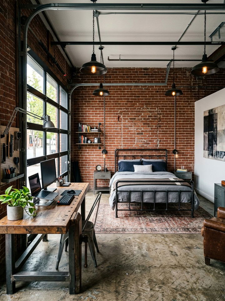 Industrial Garage Style - 30 car themed bedroom ideas