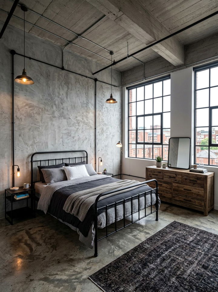 Industrial Gray Bedroom - 30 cool gray bedroom ideas