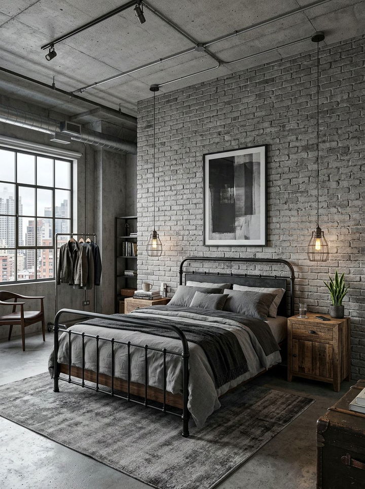 Industrial Gray Bedroom - 30 gray bedroom design ideas