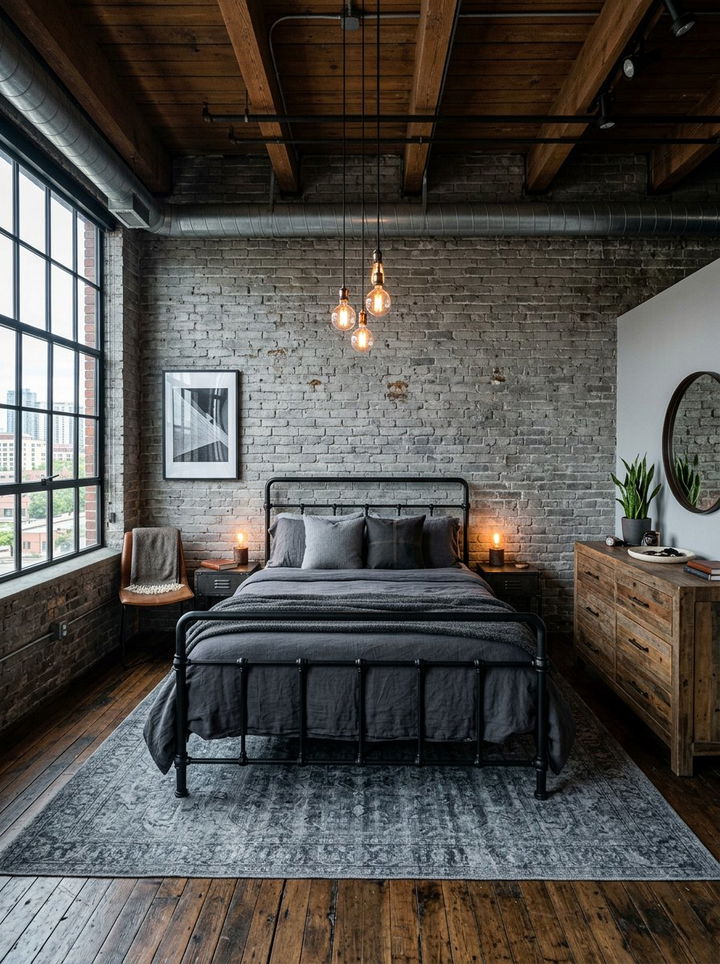 Industrial Gray Loft Bedroom - 30 gray bedroom ideas