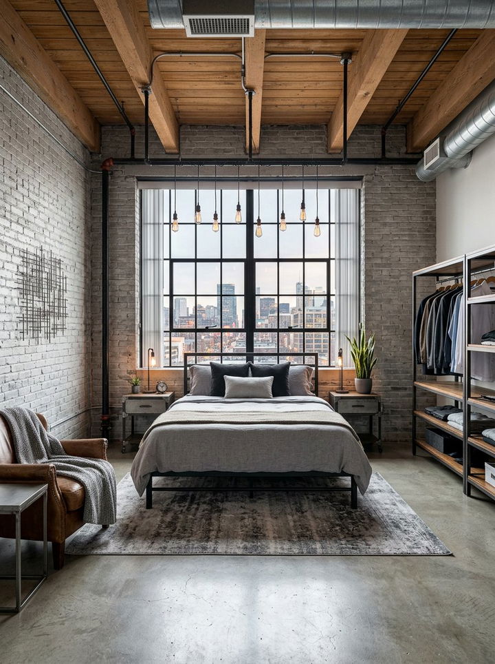 Industrial Gray Loft Style - 30 gray bedroom decor ideas